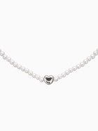 Чокер «Стразик» сердце и жемчужные бусины, белый в серебре, 36 см + 5 см доп, цепочка - Фото 3