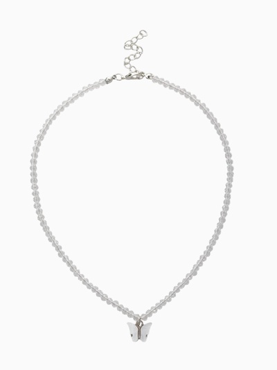 Чокер «Бабочка» хрусталь, белый в серебре, 36 см + 5 см доп, цепочка