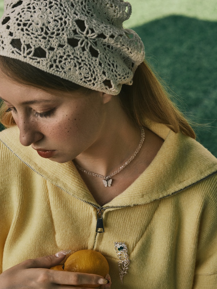 Чокер «Бабочка», хрусталь, белый в серебре, 36 см + 5 см доп, цепочка - Фото 1
