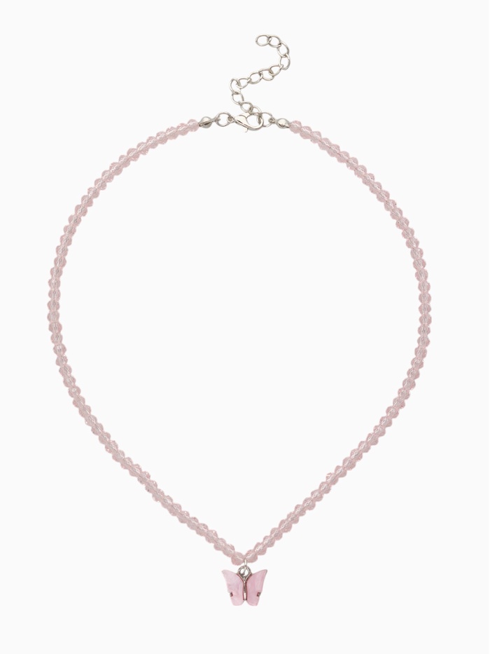 Чокер «Бабочка» хрусталь, розовый в серебре, 36 см + 5 см доп, цепочка - Фото 1