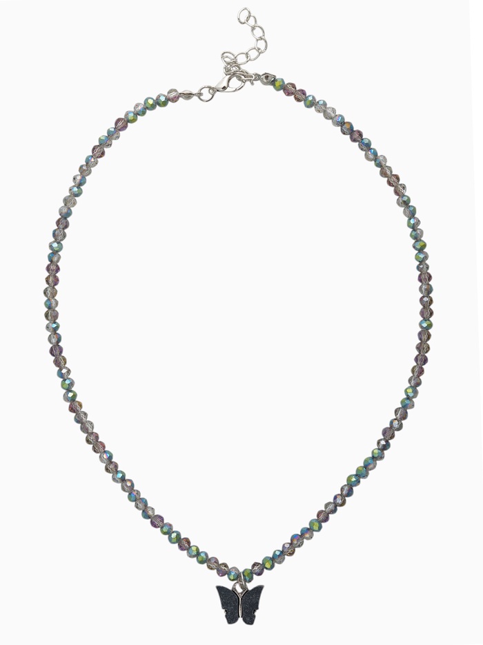 Чокер «Бабочка» хрусталь, серый в серебре, 36 см + 5 см доп, цепочка - Фото 1