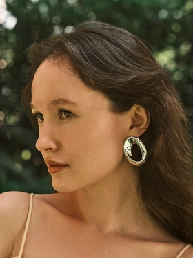 Серьги пластик «Овал», цвет серебро