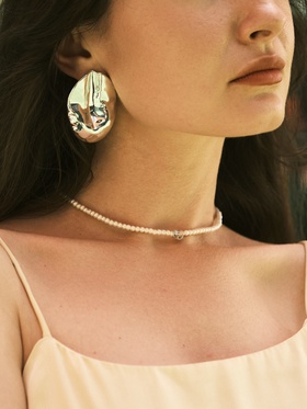 Серьги пластик «Зерно» кофейное, цвет серебро