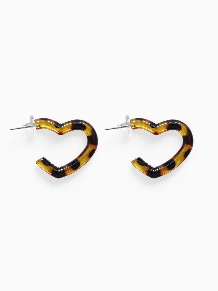 Серьги акрил «Леопард», сердце, цветной в серебре