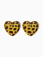 Серьги акрил «Леопард» сердце макси, цветной в серебре - Фото 1