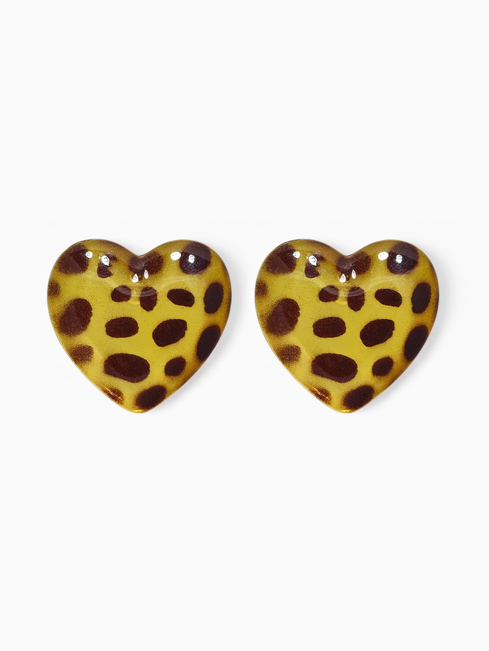 Серьги акрил «Леопард» сердце макси, цветной в серебре - Фото 1