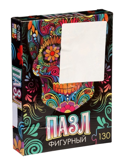 Пазл фигурный «Красочный череп», 130 деталей