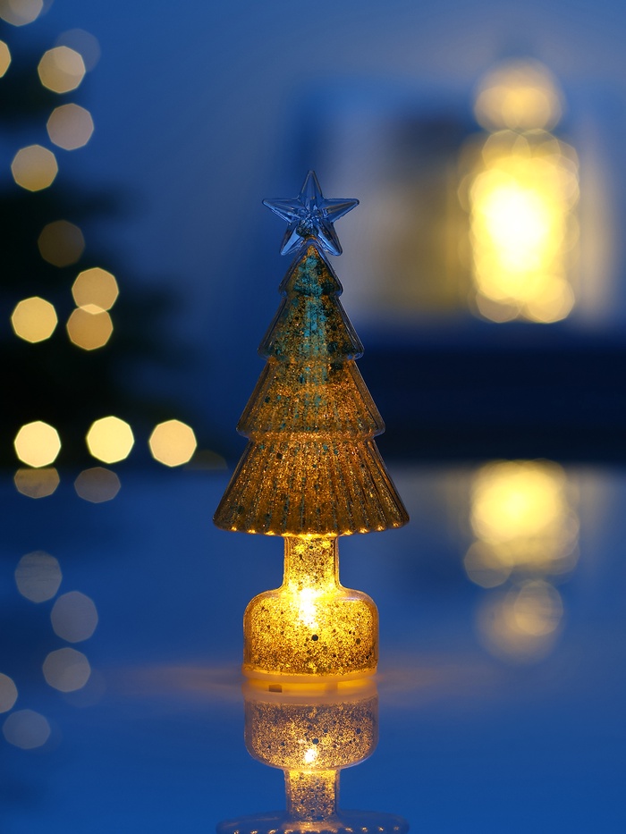 Светодиодная фигура «Ёлочка золотистая», 1 LED, 15×6 см, от батареек AG13×3, свечение тёплое белое