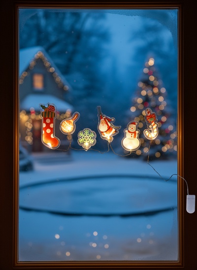 Светодиодная наклейка на окна «Новогоднее настроение», 0.5 м, 6 LED, от батареек CR2032×2, свечение тёплое белое