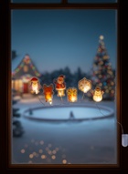 Светодиодная наклейка на окна «Новогодние друзья», 0.5 м, 6 LED, от батареек CR2032×2, свечение тёплое белое - Фото 2