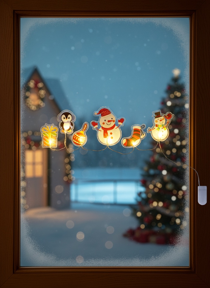 Светодиодная наклейка на окна «Зимняя сказка», 0.5 м, 6 LED, от батареек CR2032×2, свечение тёплое белое - Фото 1