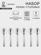 Набор столовых ложек Доляна «Эмили», длина 20.5 см, 6 шт., нержавеющая сталь, серебристый - Фото 1