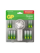 Батарейка алкалиновая GP Super, ААА+АА, LR03+LR6-24BL, 1.5 В, блистер 12+12 шт, вентилятор - фото 809053318