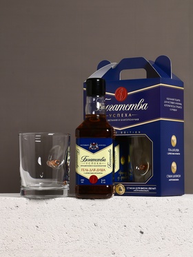 Набор «Богатства»: гель для душа виски 250 мл и стакан с пулей, Чистое счастье