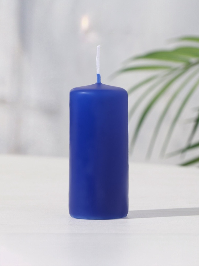УЦЕНКА Ароматическая свеча-цилиндр «Лаванда», 4×9 см, 11 ч, 88 г, синяя - Фото 1