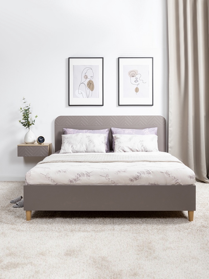 Спальный гарнитур «Амьен», комплект 2 предмета, цвет плейн/веллюто МДФ - Фото 1