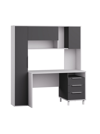 Стол письменный «Комфорт 12.95», с надстройкой, 1620×603×1800 мм, цвет белый/серый