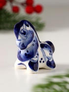 Фигурка фарфор гжель «Конь Красавец», 5×4.5×3 см - фото 119109338