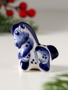 Фигурка фарфор гжель «Конь Красавец», 5×4.5×3 см - фото 119109339