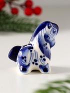 Фигурка фарфор гжель «Конь Красавец», 5×4.5×3 см - фото 119109341