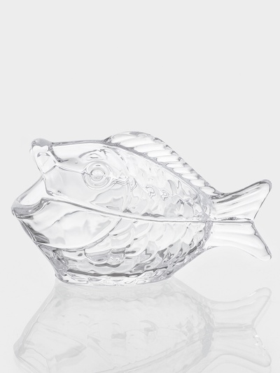 Икорница стеклянная "Рыба" 16,6х7,5х9,5 см, прозрачная