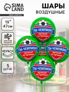 Воздушные шары фольгированные 18" «Футбол. Ты чемпион», 5 шт. - Фото 1