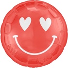 Воздушные шары фольгированные 18" «Смайл с сердечками», 5 шт. - Фото 2