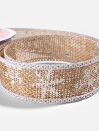 Лента текстильная с рисунком, 24 мм, 9.1± 0.5 м, бежевая, белая - Фото 3