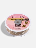 Лента текстильная с рисунком, 24 мм, 9.1± 0.5 м, бежевая, белая 10876638 - фото 319884761