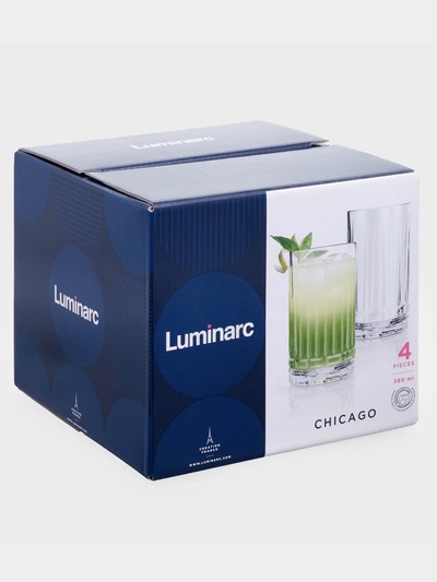 Стаканы Luminarc «Чикаго», 380 мл, набор 4 шт., стекло, прозрачные