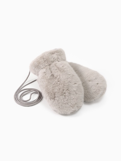 Варежки подростковые MINAKU, пушистые, серые, размер 20 (8-10 лет)