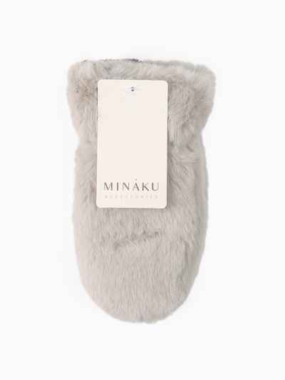 Варежки подростковые MINAKU, пушистые, серые, размер 20 (8-10 лет)