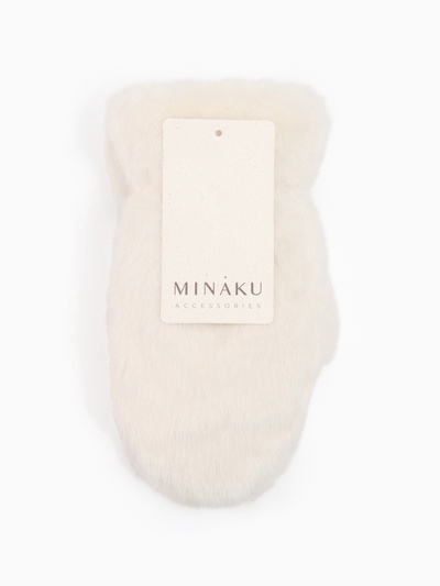 Варежки подростковые MINAKU, пушистые, белые, размер 20 (8-10 лет)
