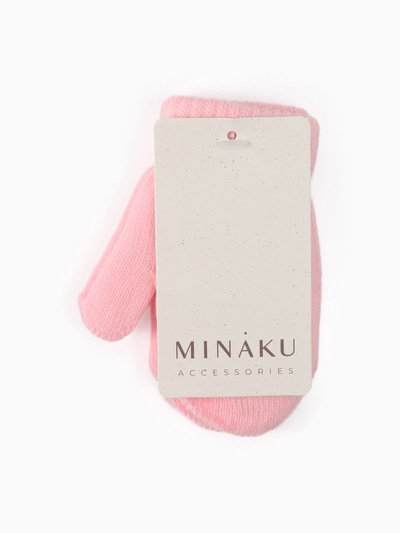 Варежки детские двухслойные MINAKU, 12 см, розовые