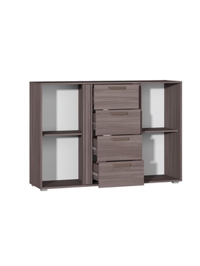 Комод напольный «Ника», 4 ящика, 2 дверцы, 1401×453×1000 мм, цвет шимо тёмный/кашемир