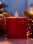 Светодиодная свеча восковая «Глубокий красный», 10×7 см, от батареек АААx3, свечение тёплое белое - Фото 2
