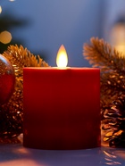 Светодиодная свеча восковая «Глубокий красный», 10×7 см, от батареек АААx3, свечение тёплое белое - Фото 4