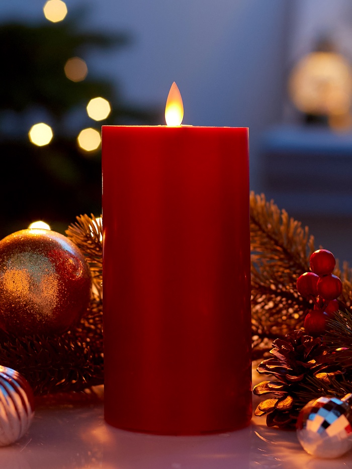Светодиодная свеча восковая «Глубокий красный», 17×7 см, от батареек АААx3, свечение тёплое белое - Фото 1