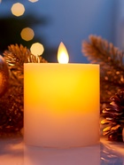 Светодиодная свеча восковая «Белая», 10×7 см, от батареек АААx3, свечение тёплое белое - Фото 1