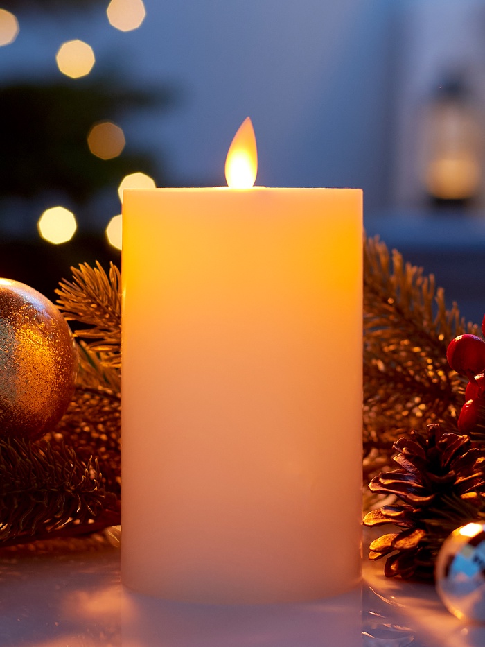 Светодиодная свеча восковая «Белая», 15×7 см, от батареек АААx3, свечение тёплое белое - Фото 1