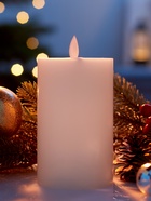 Светодиодная свеча восковая «Белая», 15×7 см, от батареек АААx3, свечение тёплое белое - Фото 2