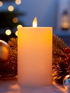 Светодиодная свеча восковая «Белая», 15×7 см, от батареек АААx3, свечение тёплое белое - Фото 4