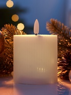 Светодиодная свеча восковая «Белая рифленая», 10×7 см, от батареек АААx3, свечение тёплое белое - Фото 2