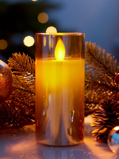 Светодиодная свеча «Золотистая», 12×5.5 см, от батареек AAx2, свечение тёплое белое