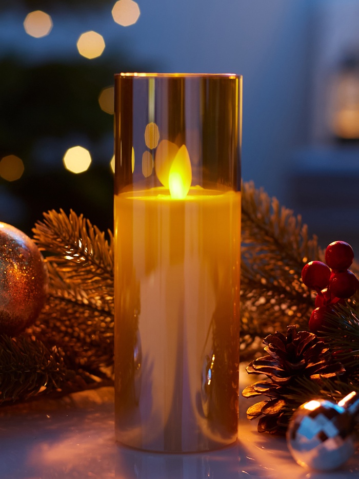 Светодиодная свеча «Золотистая», 16×5.5 см, от батареек AAx2, свечение тёплое белое - Фото 1