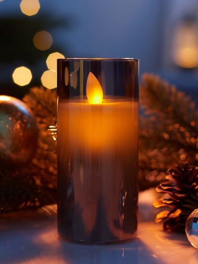 Светодиодная свеча «Серебристая», 12×5.5 см, от батареек AAx2, свечение тёплое белое