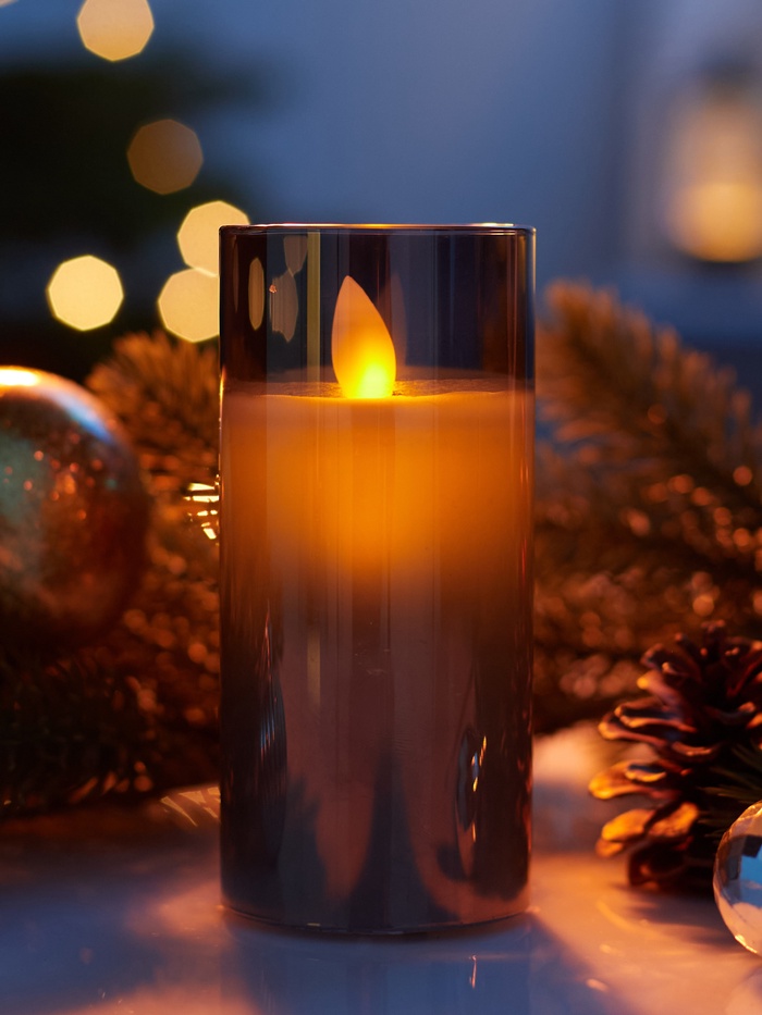 Светодиодная свеча «Серебристая», 12×5.5 см, от батареек AAx2, свечение тёплое белое - Фото 1