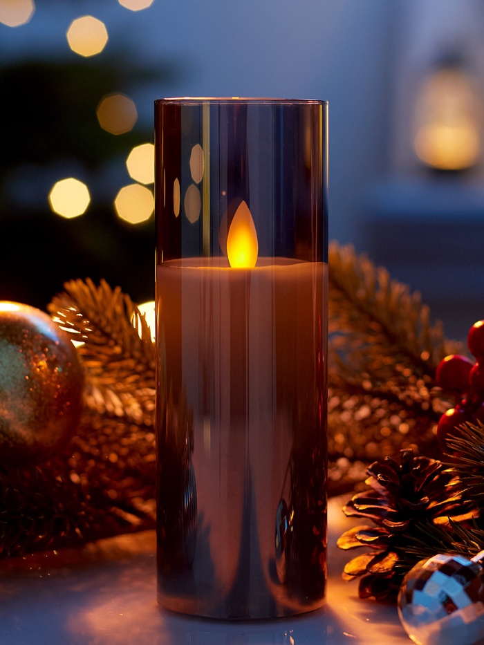 Светодиодная свеча «Серебристая», 20×5.5 см, от батареек AAx2, свечение тёплое белое - Фото 1