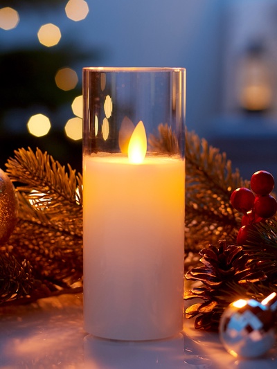 Светодиодная свеча «Белая», 14×5.5 см, от батареек AAx2, свечение тёплое белое