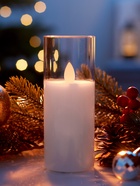 Светодиодная свеча «Белая», 14×5.5 см, от батареек AAx2, свечение тёплое белое - Фото 2